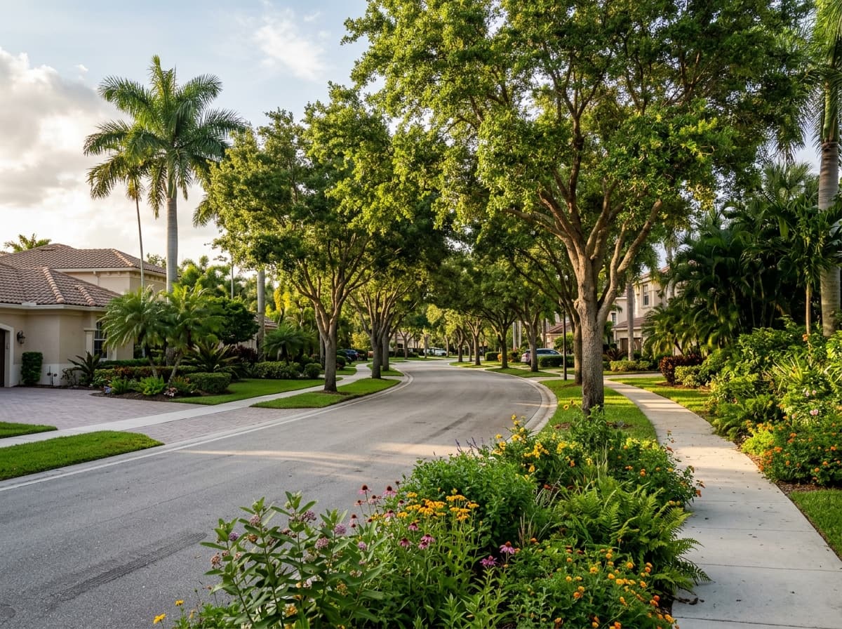 Residential streetscape in Coconut Creek, Florida