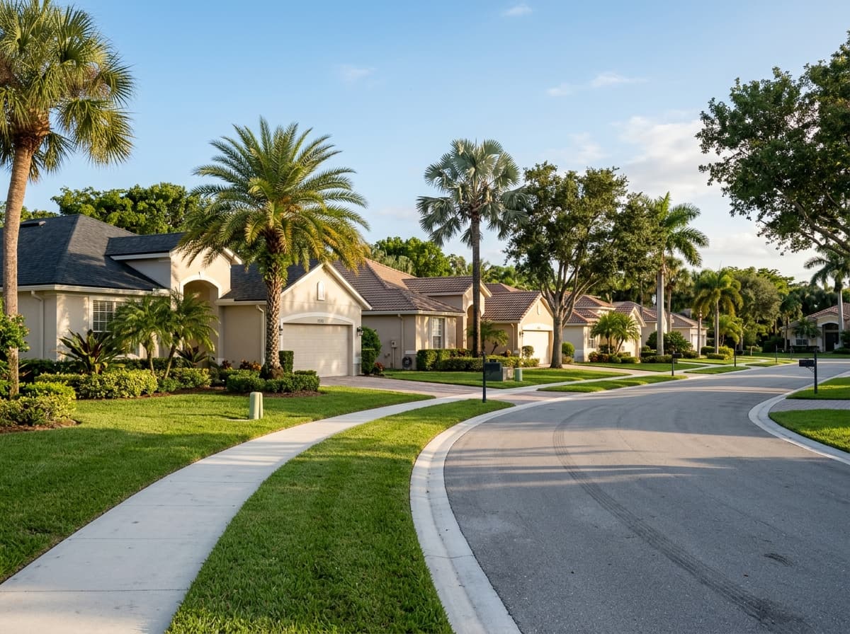 Family street of single-family homes in Cooper City, Florida