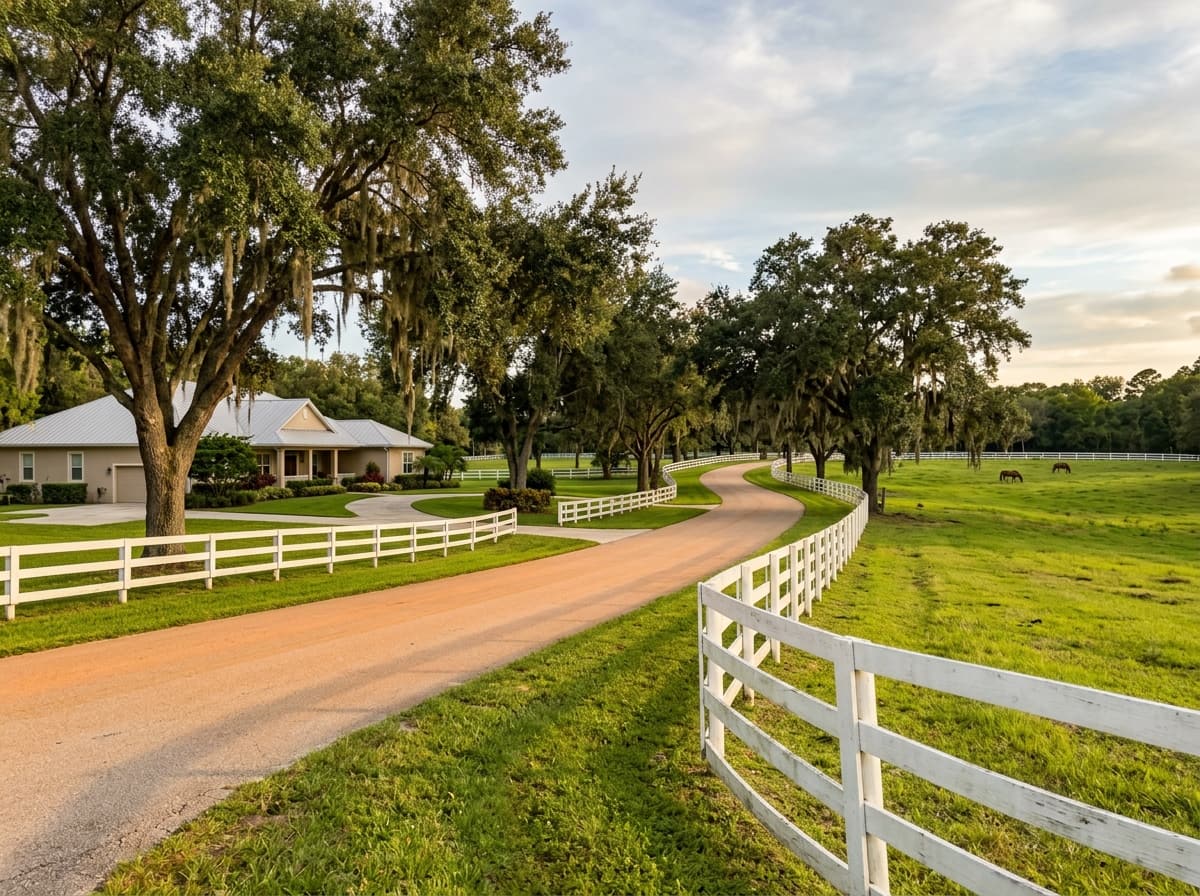 Ranch-style estate on open acreage in Davie, Florida