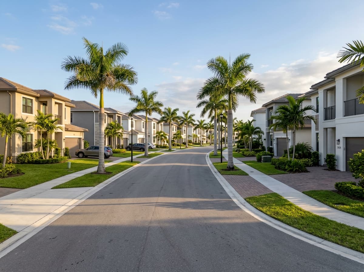 Residential streetscape in Miramar, Florida