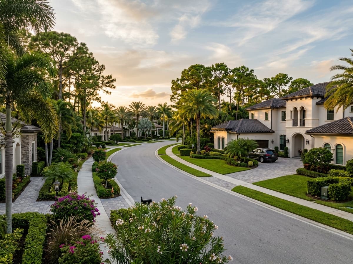 Residential streetscape in Parkland, Florida