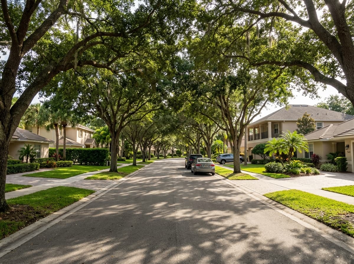 Residential streetscape in Plantation, Florida