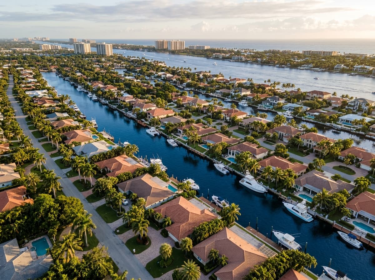 Deep-water canal homes near the Hillsboro Inlet in Pompano Beach, Florida