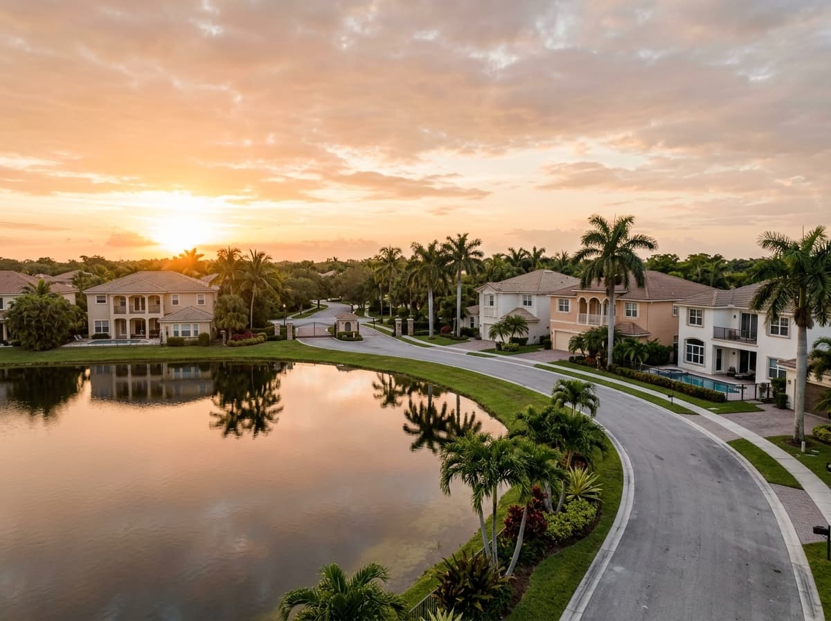 Residential streetscape in Sunrise, Florida