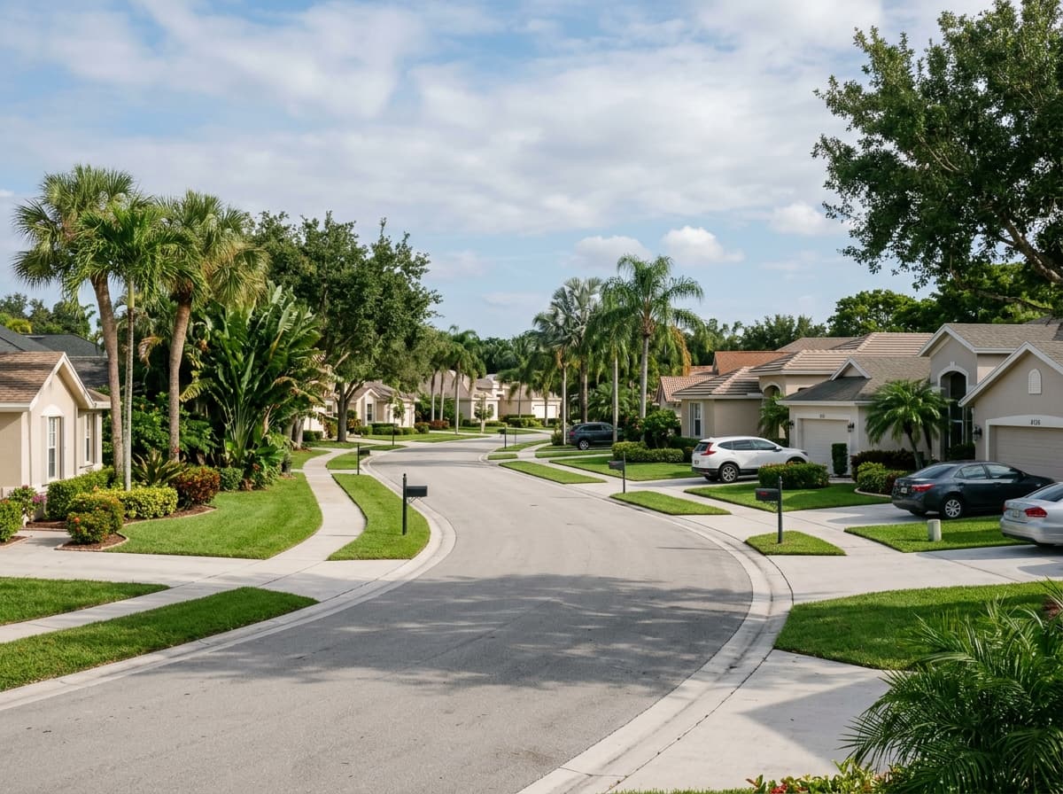 Residential streetscape in Tamarac, Florida