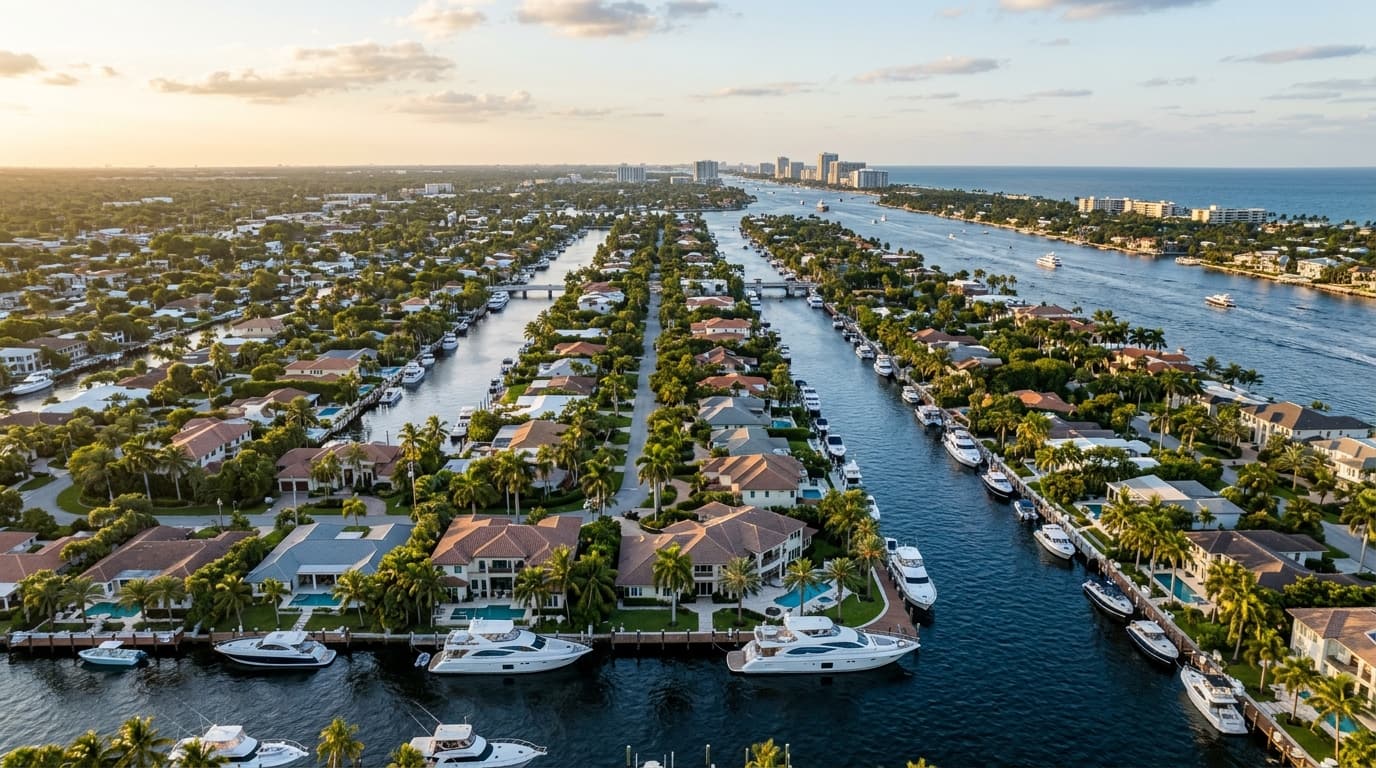 Aerial view of the Fort Lauderdale waterfront, South Florida