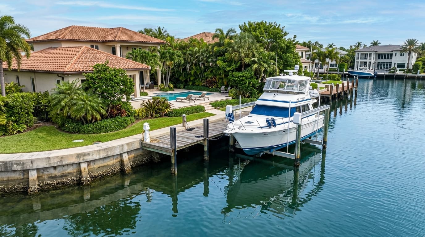 Aerial view of South Florida waterfront homes